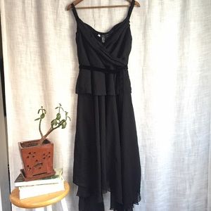 Vintage JS Boutique Whimsigoth Velvet Crossover Little Black Dress